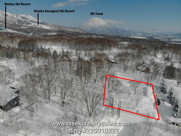 Doctors Village Land for sale next to underconstruction condominium development. Looking in an easterly direction towards Mt Yotei and Niseko Ski Resorts.